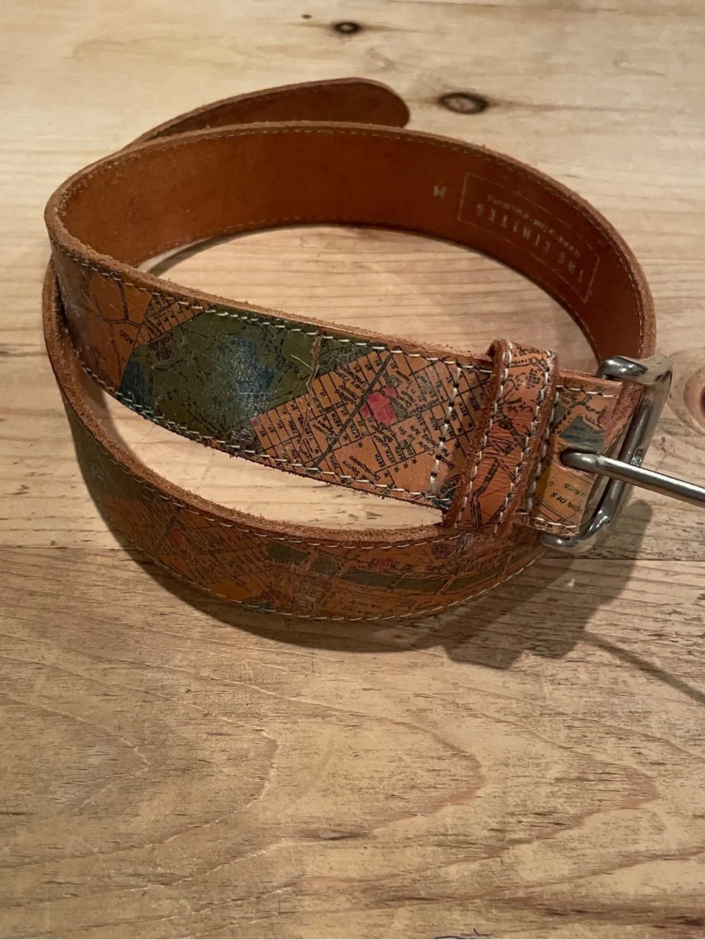 The Limited VTG Milano Map Stamp graphic leather Unique Travel belt M